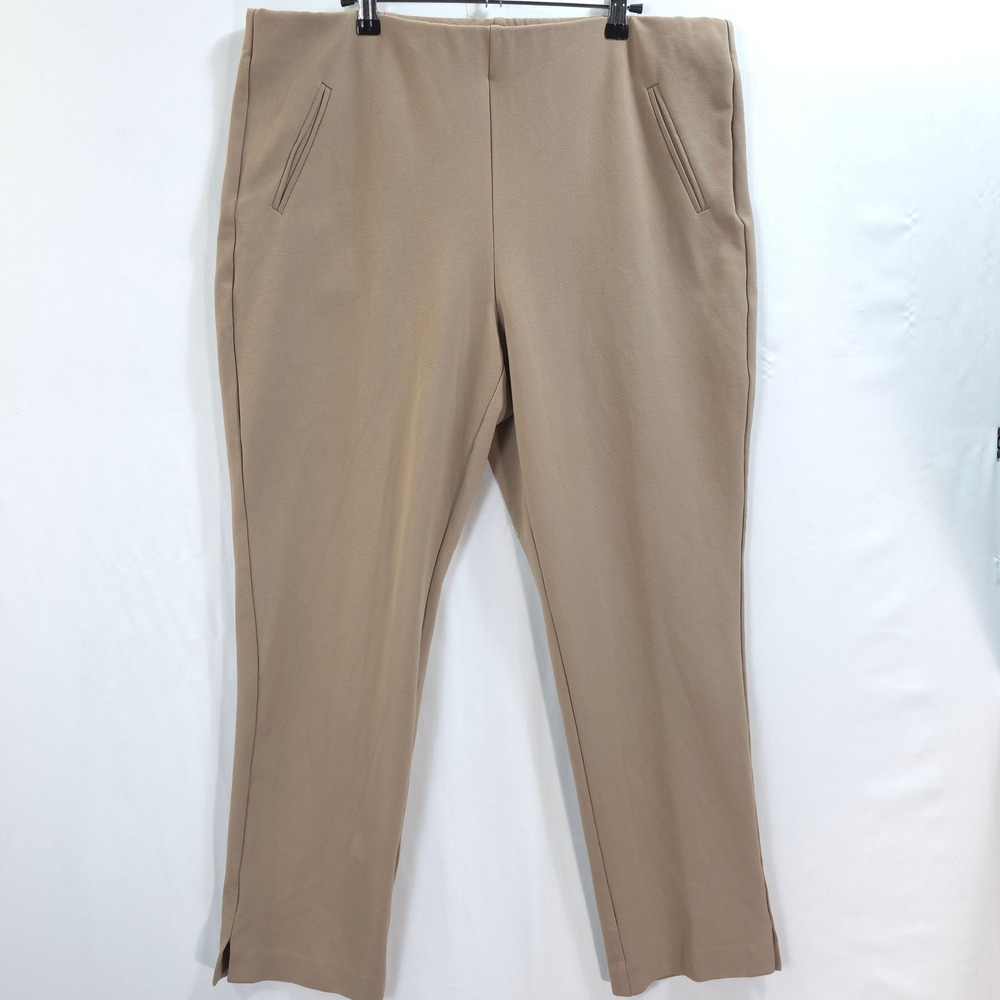 Chico's Ponte Pull On Pants Women Size 3‎ / 16 Stretch Tan Professional Chic